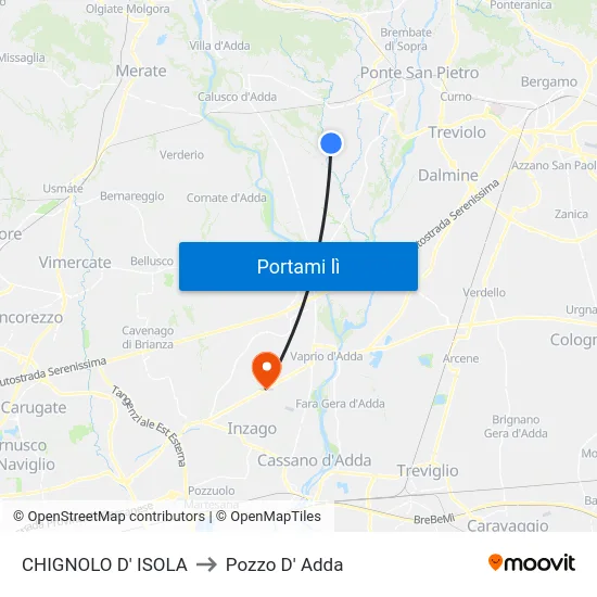 CHIGNOLO D' ISOLA to Pozzo D' Adda map