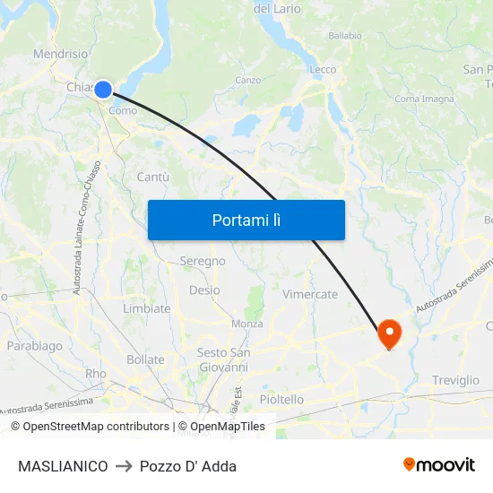 MASLIANICO to Pozzo D' Adda map