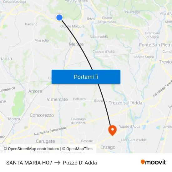 SANTA MARIA HO? to Pozzo D' Adda map