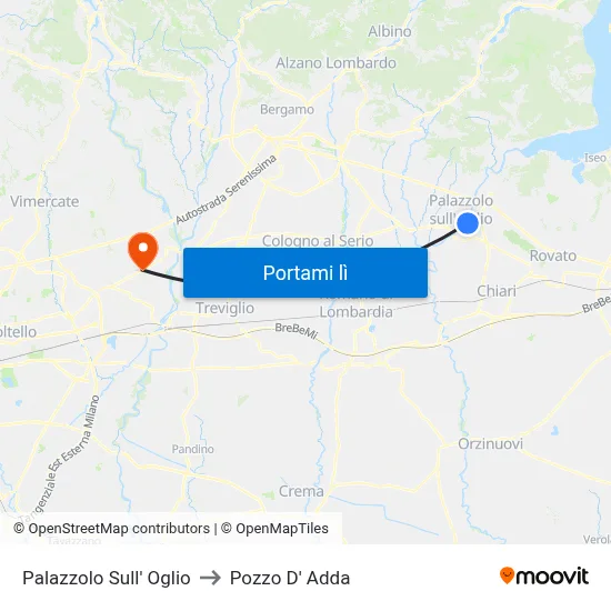 Palazzolo Sull' Oglio to Pozzo D' Adda map