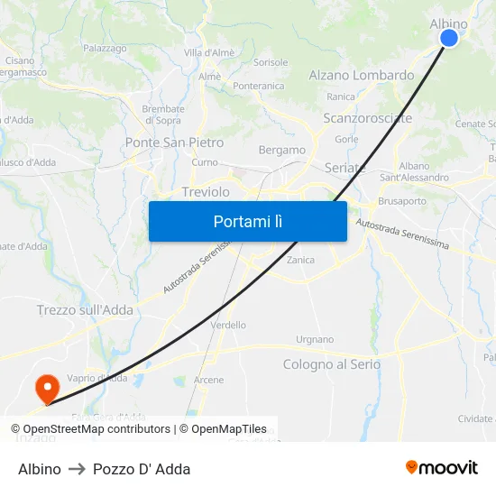 Albino to Pozzo D' Adda map