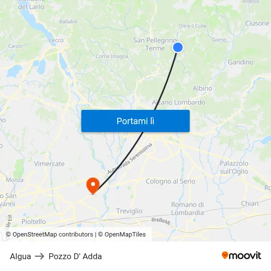 Algua to Pozzo D' Adda map