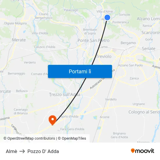 Almè to Pozzo D' Adda map