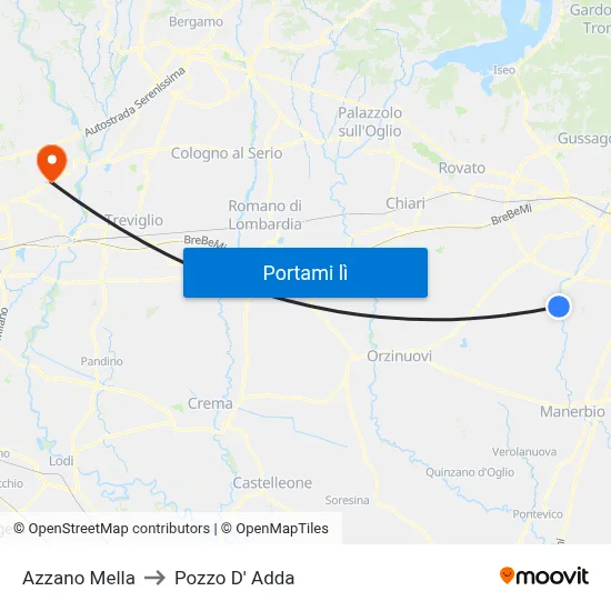Azzano Mella to Pozzo D' Adda map