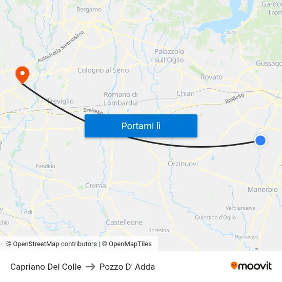 Capriano Del Colle to Pozzo D' Adda map