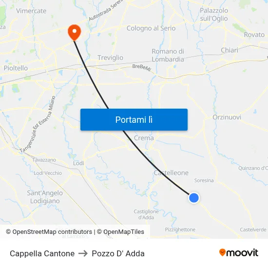 Cappella Cantone to Pozzo D' Adda map