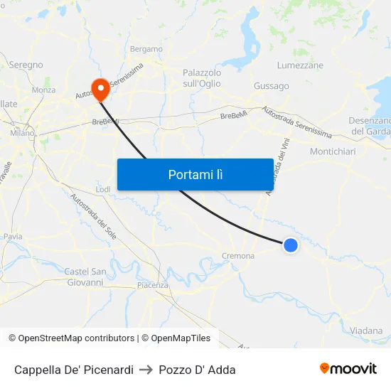 Cappella De' Picenardi to Pozzo D' Adda map