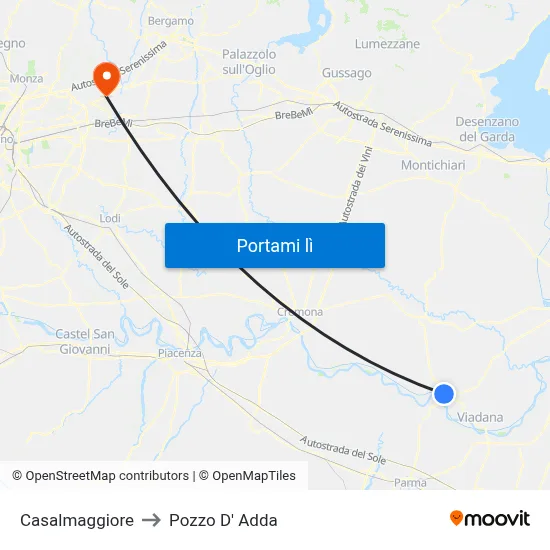 Casalmaggiore to Pozzo D' Adda map
