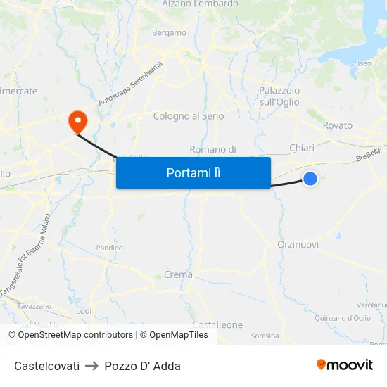 Castelcovati to Pozzo D' Adda map