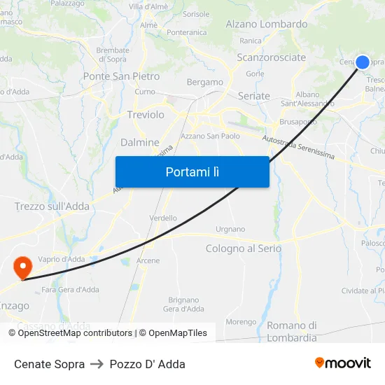 Cenate Sopra to Pozzo D' Adda map