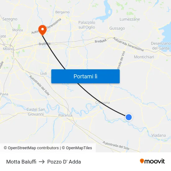Motta Baluffi to Pozzo D' Adda map