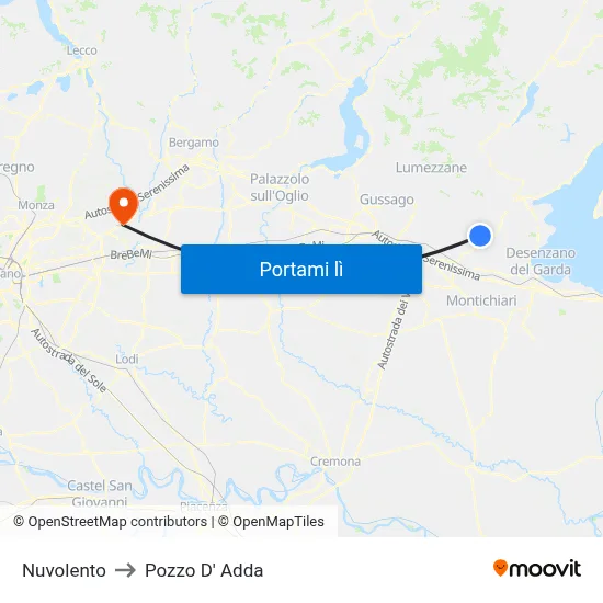Nuvolento to Pozzo D' Adda map