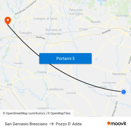 San Gervasio Bresciano to Pozzo D' Adda map