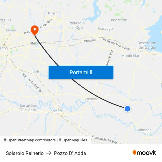 Solarolo Rainerio to Pozzo D' Adda map