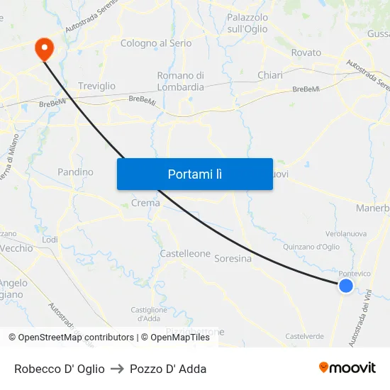 Robecco D' Oglio to Pozzo D' Adda map