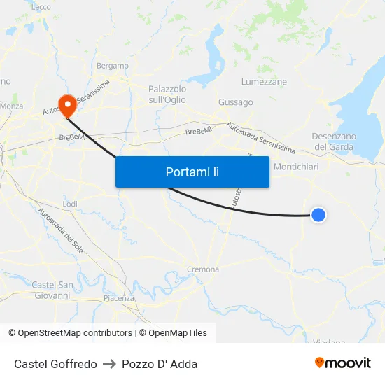 Castel Goffredo to Pozzo D' Adda map