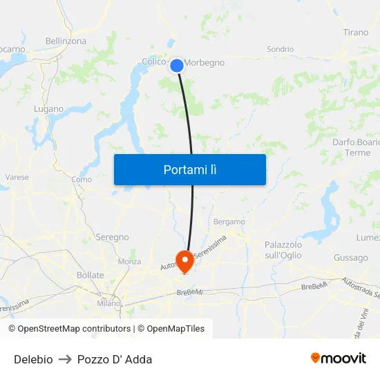 Delebio to Pozzo D' Adda map