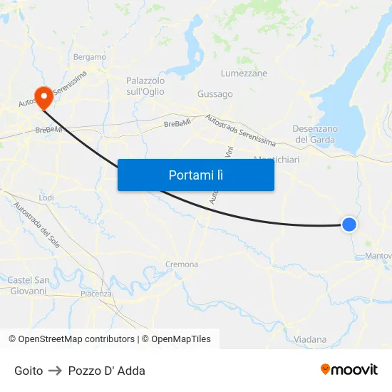 Goito to Pozzo D' Adda map