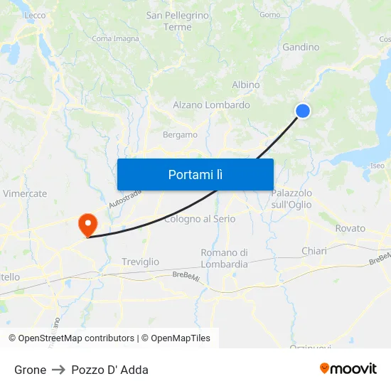 Grone to Pozzo D' Adda map