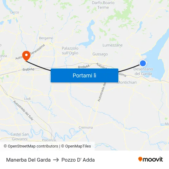 Manerba Del Garda to Pozzo D' Adda map