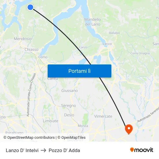 Lanzo D' Intelvi to Pozzo D' Adda map
