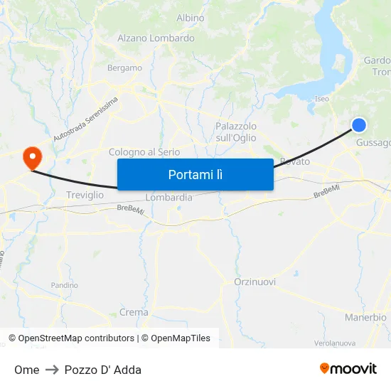 Ome to Pozzo D' Adda map