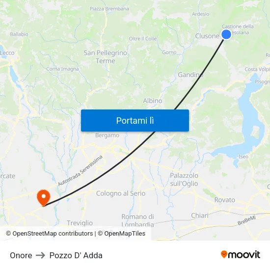 Onore to Pozzo D' Adda map