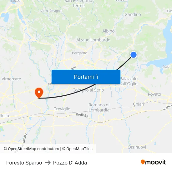 Foresto Sparso to Pozzo D' Adda map