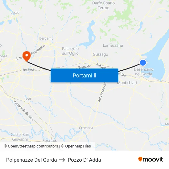 Polpenazze Del Garda to Pozzo D' Adda map