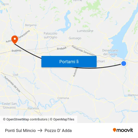 Ponti Sul Mincio to Pozzo D' Adda map