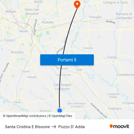Santa Cristina E Bissone to Pozzo D' Adda map