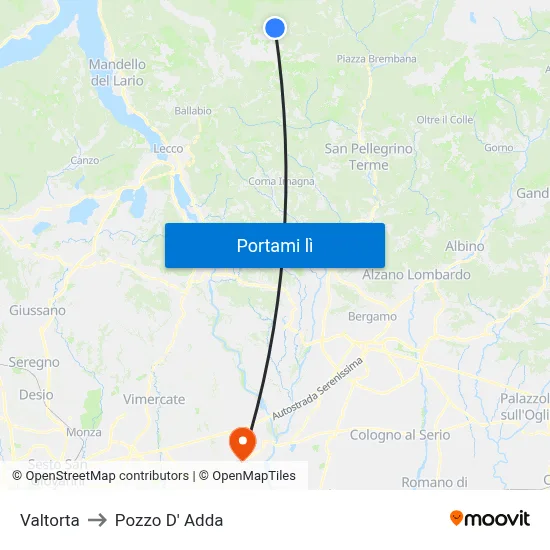 Valtorta to Pozzo D' Adda map