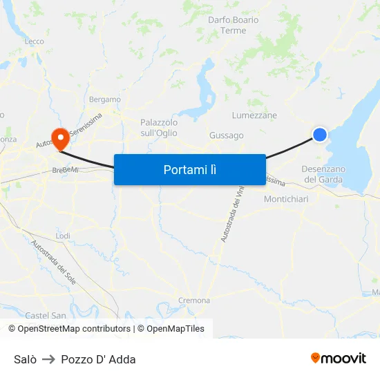 Salò to Pozzo D' Adda map