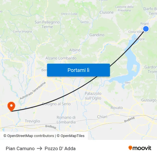 Pian Camuno to Pozzo D' Adda map