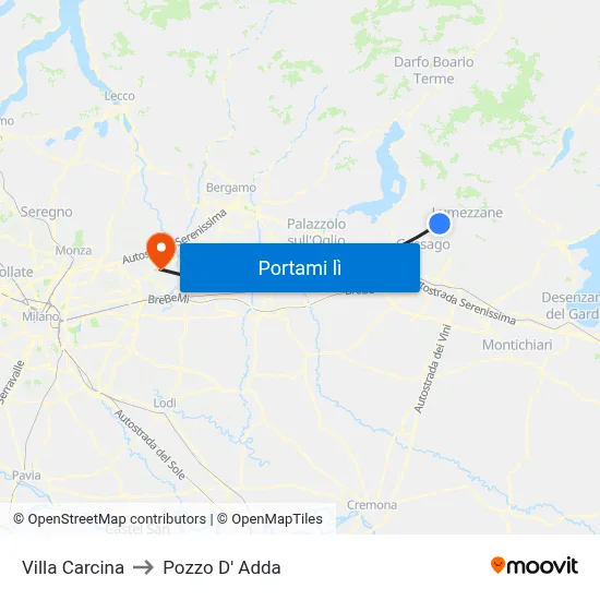 Villa Carcina to Pozzo D' Adda map