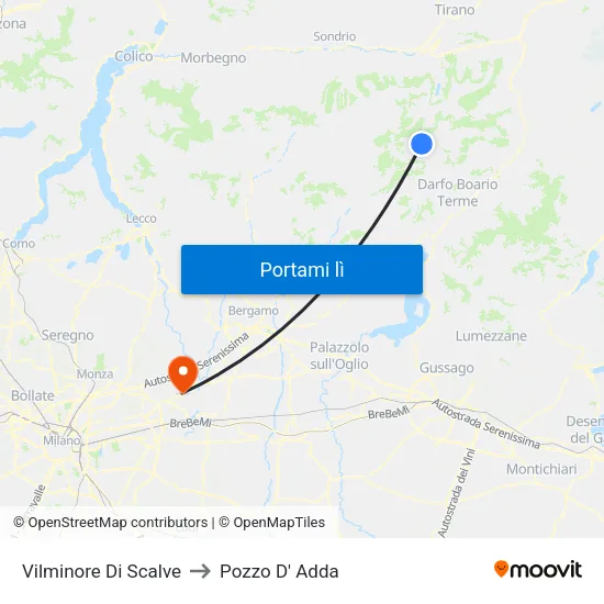 Vilminore Di Scalve to Pozzo D' Adda map