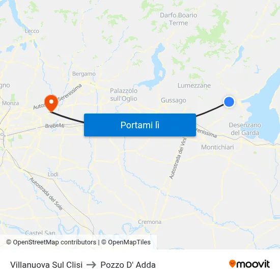 Villanuova Sul Clisi to Pozzo D' Adda map
