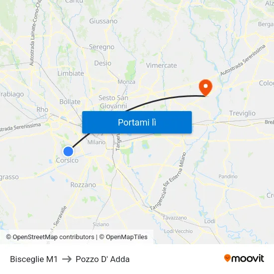 Bisceglie M1 to Pozzo D' Adda map