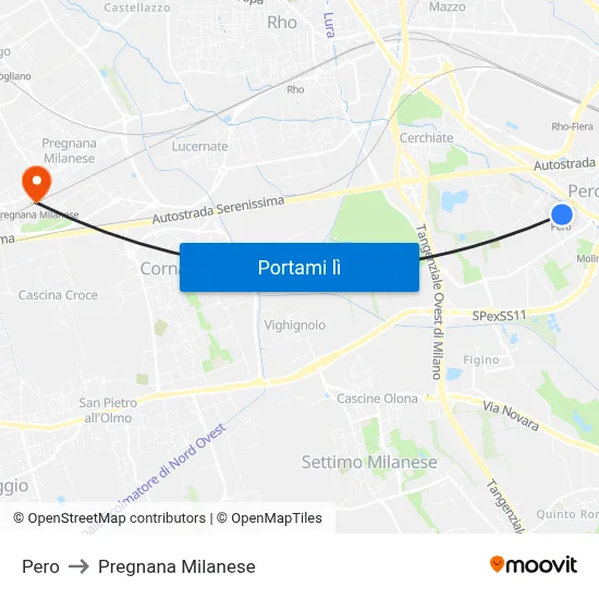 Pero to Pregnana Milanese map