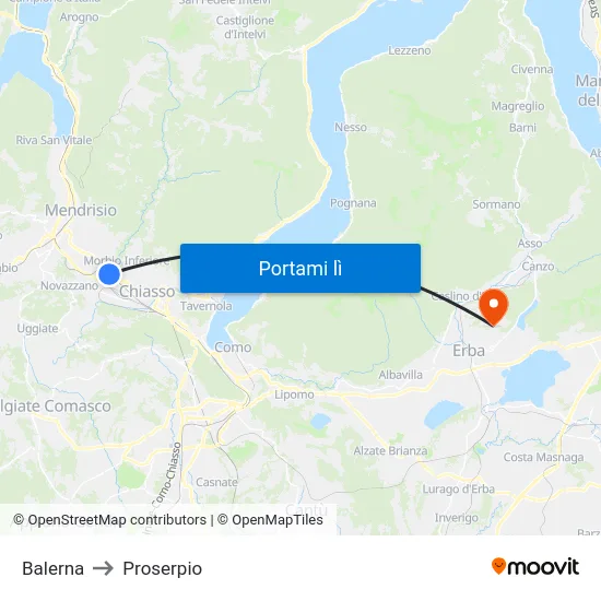 Balerna to Proserpio map
