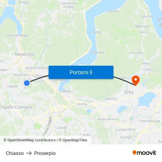 Chiasso to Proserpio map