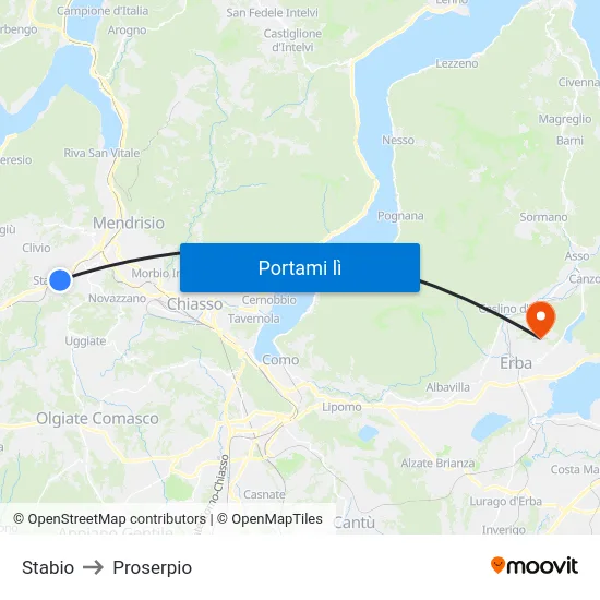 Stabio to Proserpio map