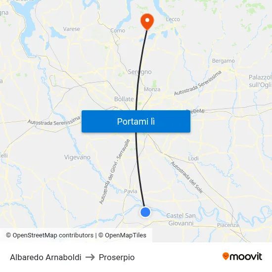 Albaredo Arnaboldi to Proserpio map