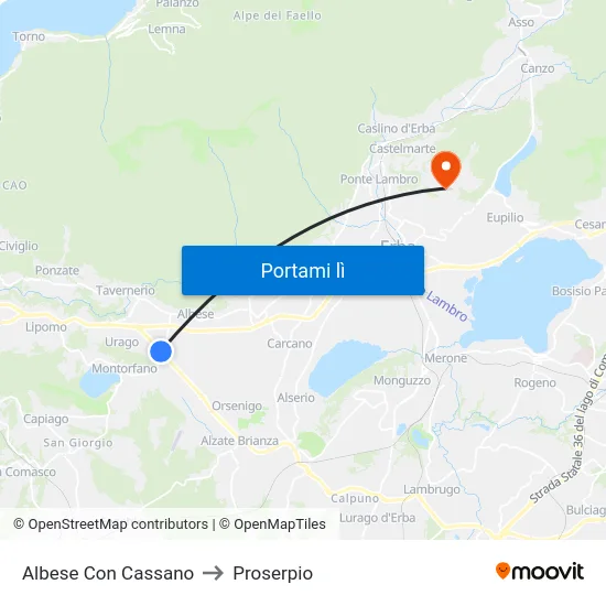 Albese Con Cassano to Proserpio map