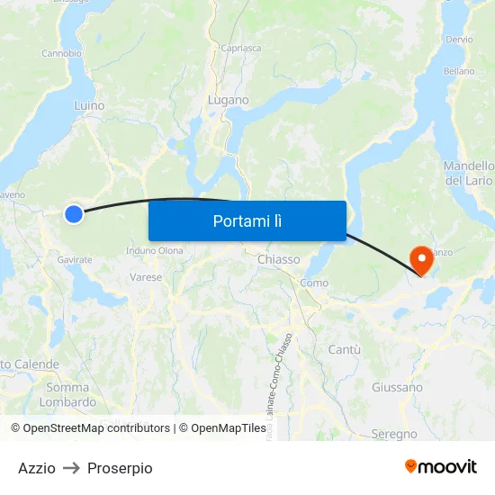 Azzio to Proserpio map