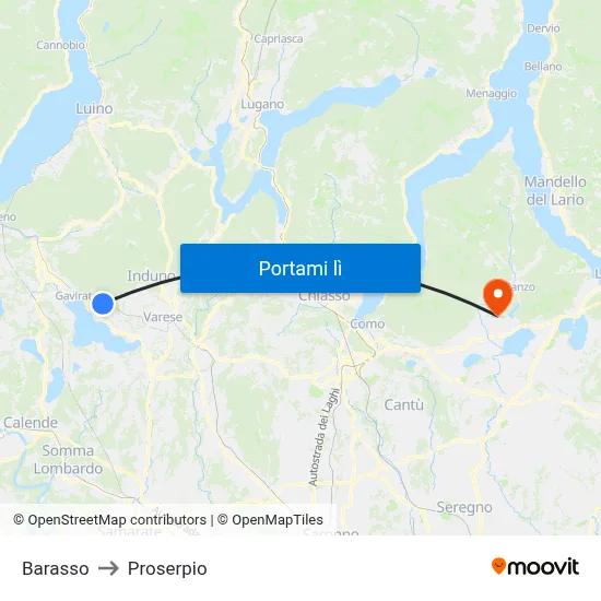 Barasso to Proserpio map