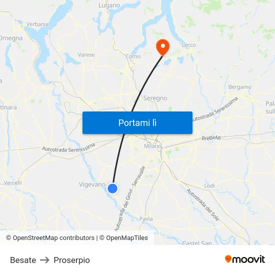 Besate to Proserpio map