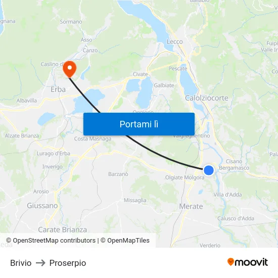 Brivio to Proserpio map