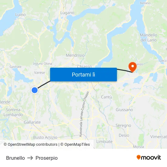 Brunello to Proserpio map