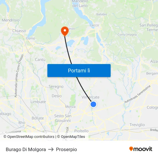Burago Di Molgora to Proserpio map